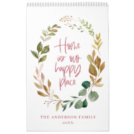 Calendário Home é a nossa feliz foto de folhagem de aquarela