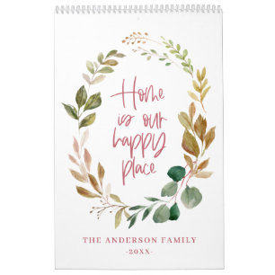 Calendário Home é a nossa feliz foto de folhagem de aquarela