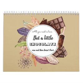 Calendário Ilustração com umas citações sobre o chocolate