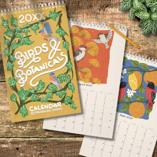 Calendário Ilustrações de Pássaros e Botânicas Vintage 2027