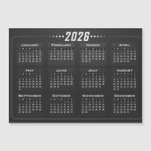 Calendário Ímã 2026 Preto e Branco