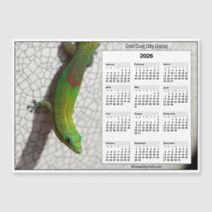 Calendário Ímã 5x7 de 2026 Gecko do Dia Poeira Dou