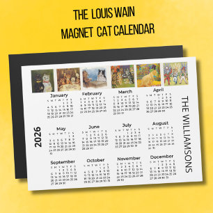 Calendário Ímã de 2026 dos Gatos de Louis Wain