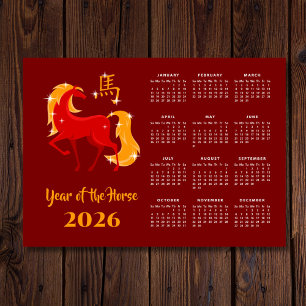 Calendário Ímã do Ano Novo Lunar Chinês Cavalo 202