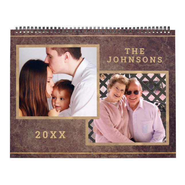 Calendário Imagem Fotográfica Personalizada Dourada (Capa)