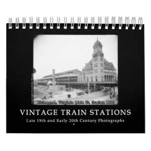 Calendário Imagens da estação de trem de Vintage - 1890 - 190