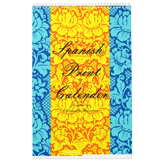 Calendário Impressão floral espanhol (Capa)