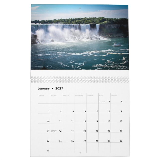 Calendário impresso costume de Niagara Falls (Jan 2027)