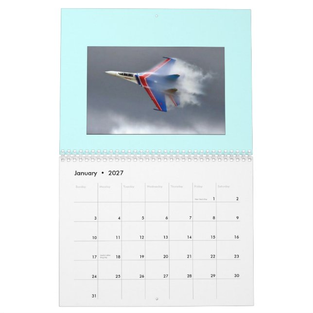 Calendário impresso costume do AVIÃO (Jan 2027)