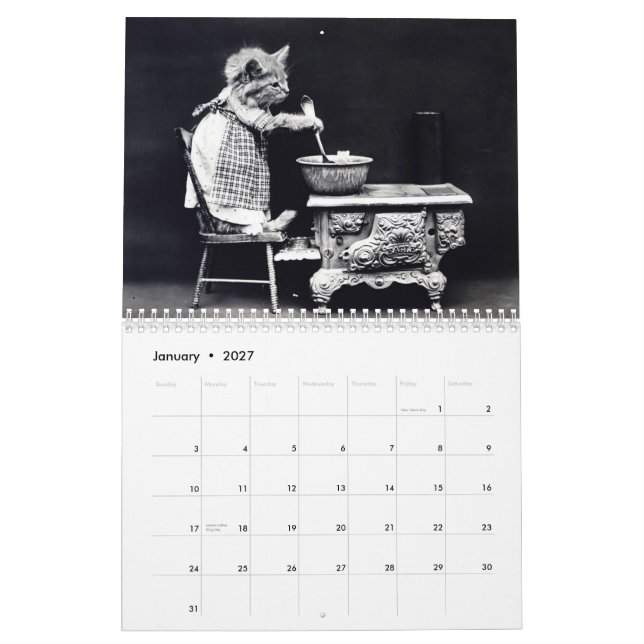 Calendário impresso costume do filhote de cachorro (Jan 2027)