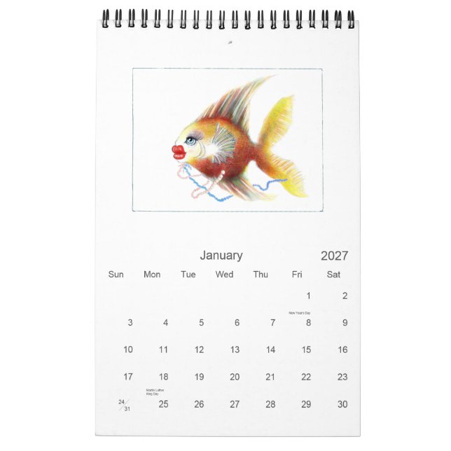 Calendário Impresso Personalizado: Fantasy Fish (Jan 2027)