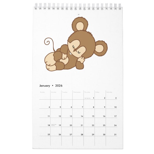 Calendário Impresso Personalizado para Crianças (Jan 2026)