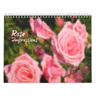 Calendário Impressões rosa Florais de Belas Artes