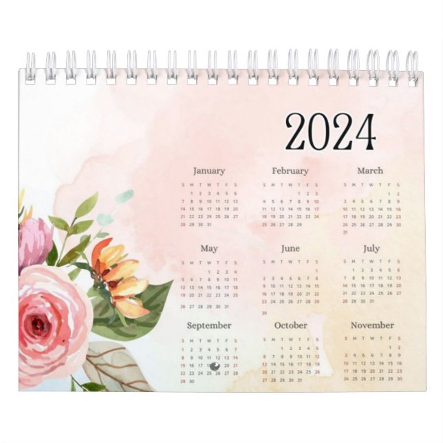 Calendário Impressora 2024 belo autor da chamada 12 meses (Capa)