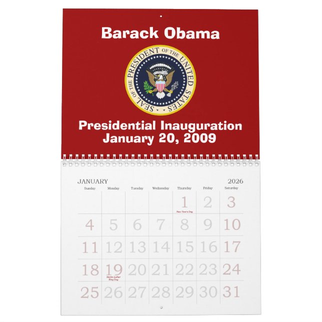 Calendário Inauguração do PRESIDENTE OBAMA comemorativa (Jan 2026)