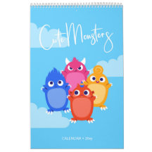 Calendário Infantil de Monstros Fofos