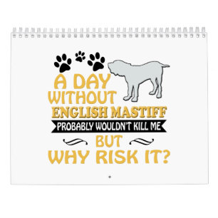 Calendário inglês 2019 do Mastiff mamã de 2020