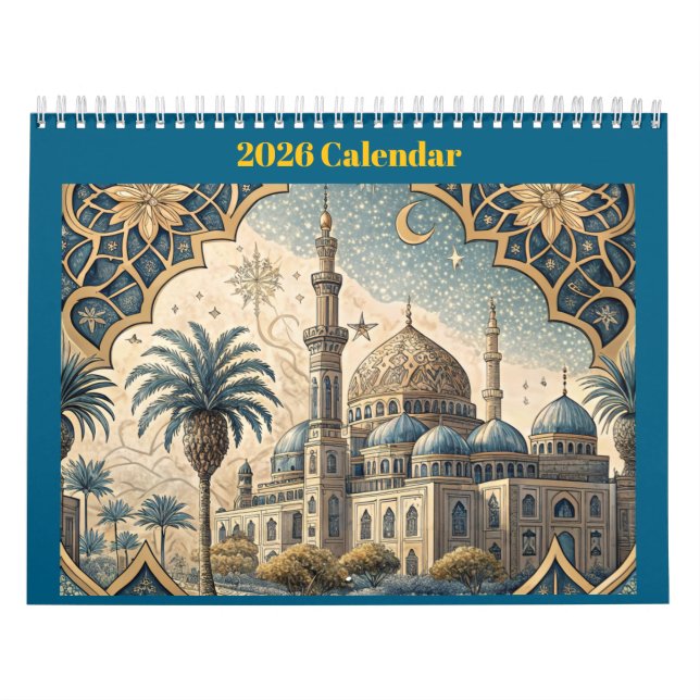 Calendário Inglês 2026 com Designs/ Citações Islâm (Capa)