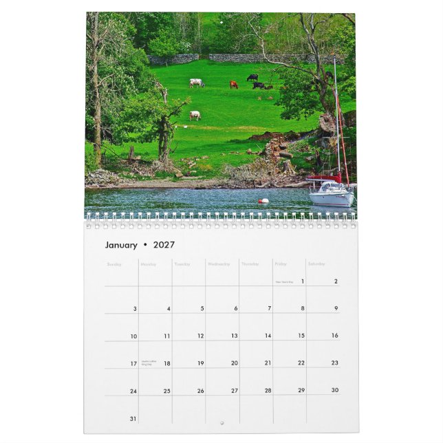 Calendário inglês do norte 2013 do campo (Jan 2027)
