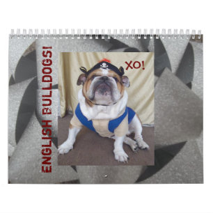 Calendário inglês dos buldogues & dos filhotes d