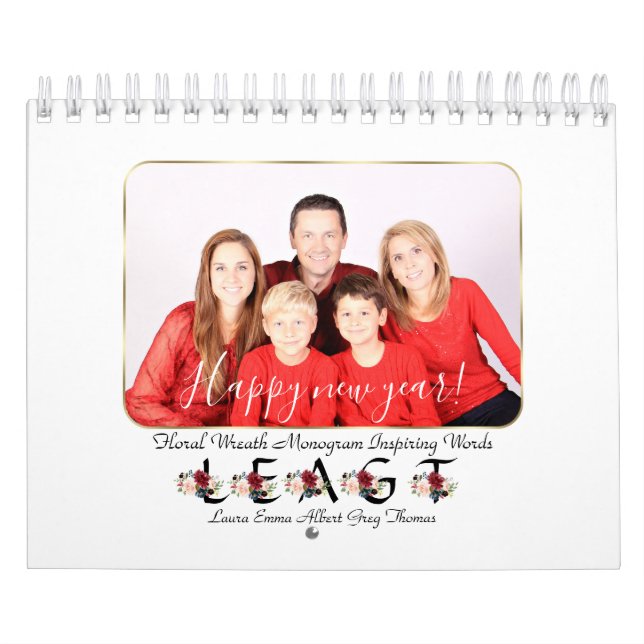 Calendário Inspira Aspas Floral Wreath Monograma Floral (Capa)