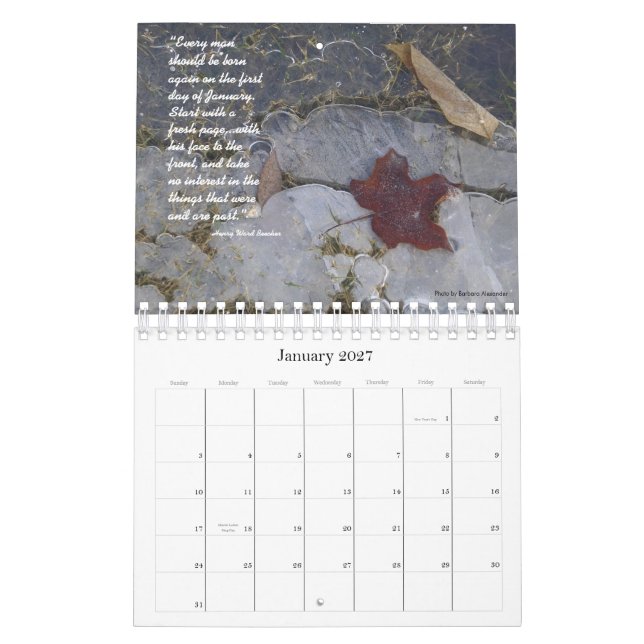 Calendário Inspiração do jardim (Jan 2027)