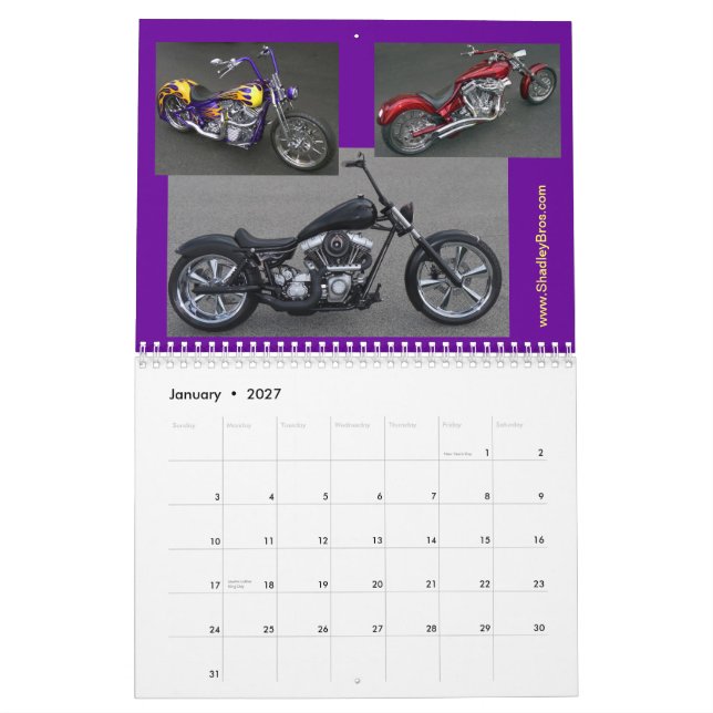 Calendário Interruptores inversores clássicos da motocicleta (Jan 2027)
