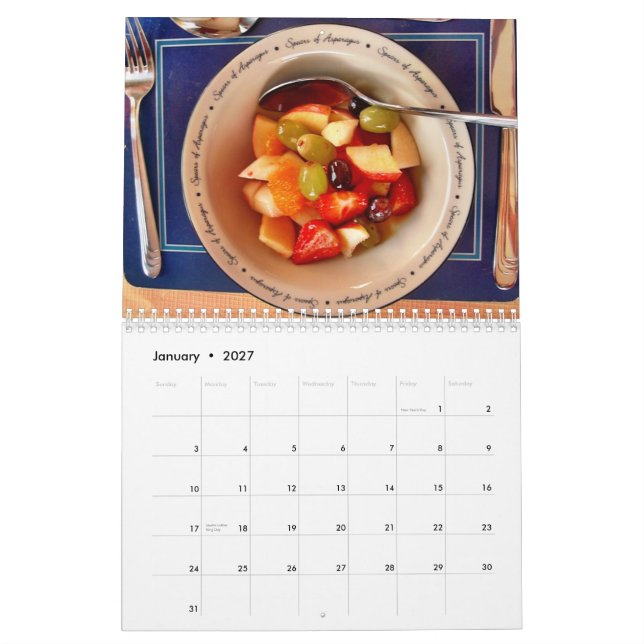 Calendário irlandês do pequeno almoço (Jan 2027)