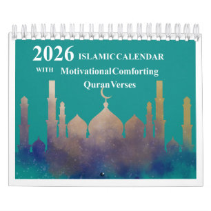 Calendário Islâmico Hijri 2026 com Versos Corânico