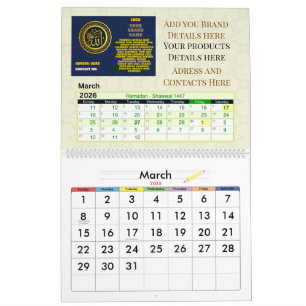 Calendário Islâmico Hijri 2026 Gregoriano + Hijr