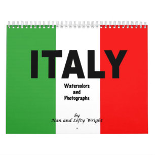 Calendário italiano das fotos e aquarelas