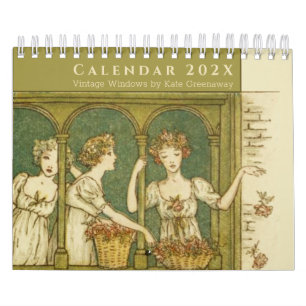 Calendário Janelas Antigas por Kate Greenaway Meninas e Crian