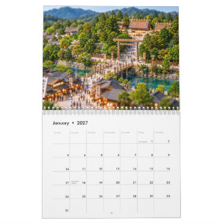 Calendário Japan Shinto Shrines & Torii Gates Diorama Calenda