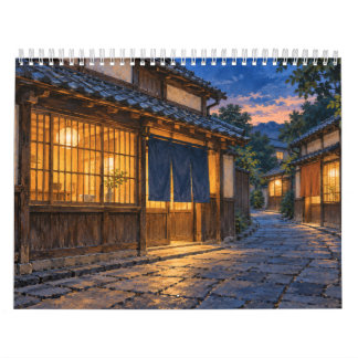 Calendário Japanese Storefronts Through the Seasons