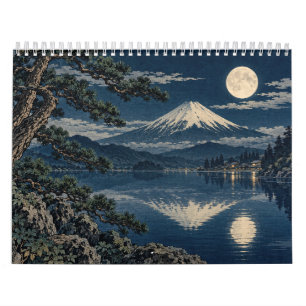 Calendário Japão Iluminado pela Lua Doze Paisagens Arte em Xi
