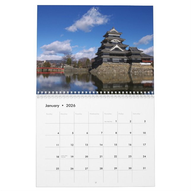 Calendário japonês 2015 dos castelos (Jan 2026)