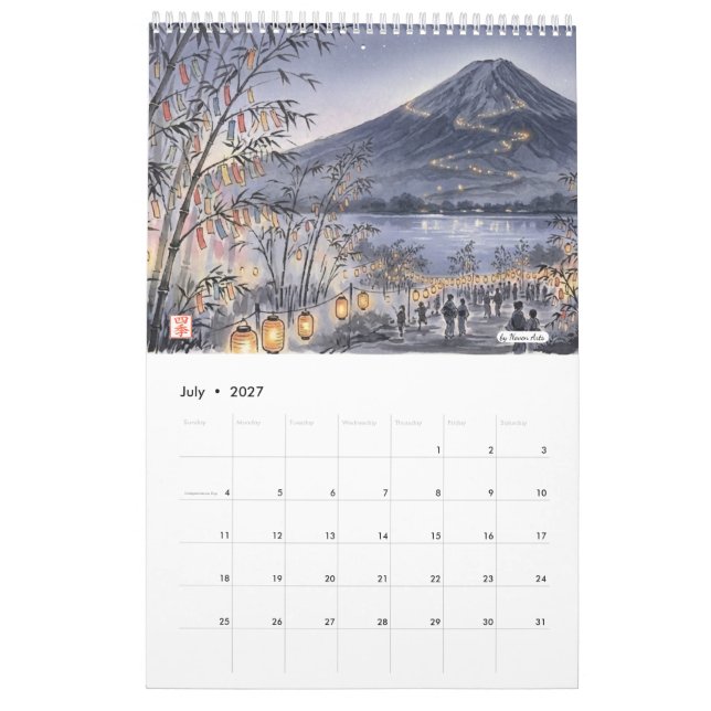Calendário Japonês de Parede 2027 - Ano da Ovelha (Jul 2027)