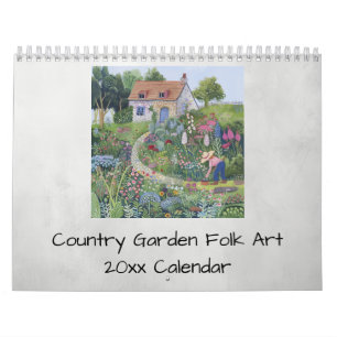 Calendário Jardim de Campo Flores Legumes Arte Folclórica