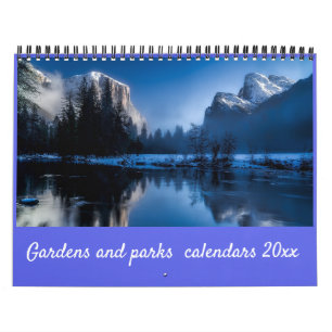 Calendário Jardins e Parques de Script Elegantes Modernos 20x