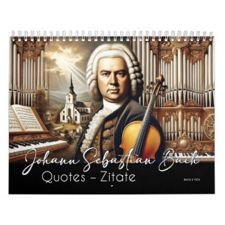 Calendário Johann Sebastian Bach cita e retrata