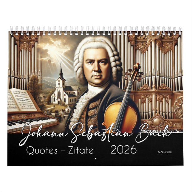 Calendário Johann Sebastian Bach Cota e retratos 2026 (Capa)