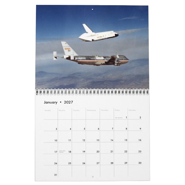 Calendário Junte-se nos no vaivém espacial (Jan 2027)
