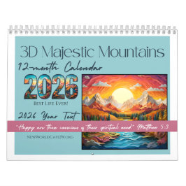 Calendário JW 2026 Texto do Ano - Montanha Majestosa 3D 12 me