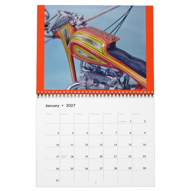 Calendário Kool Kustom Kycle Kreations de Kelsey; 2014 (Jan 2027)