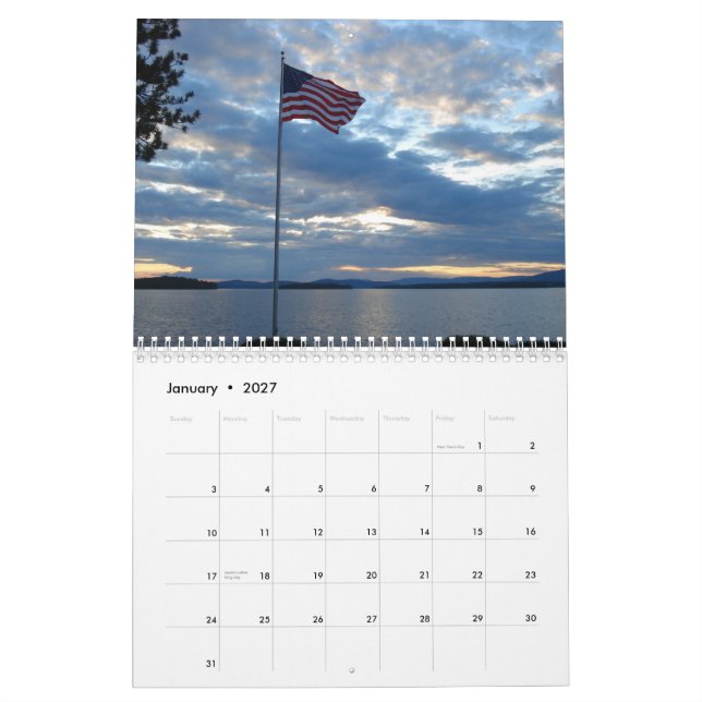 Calendário Lago Winnipesaukee, 2009 (Jan 2027)