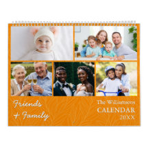Calendário Laranja Multifoto para Família e Amigos