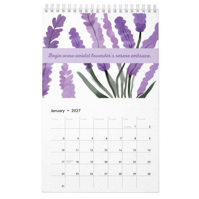 Calendário Lavanda Dreams 2024 Calendar 🌿 💜 (Jan 2027)