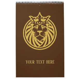 Calendário Leão com Coroa - Estilo Dourado 4