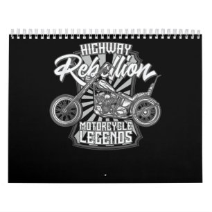 Calendário Legendas De Motocicleta No Presente De Arte Rodovi