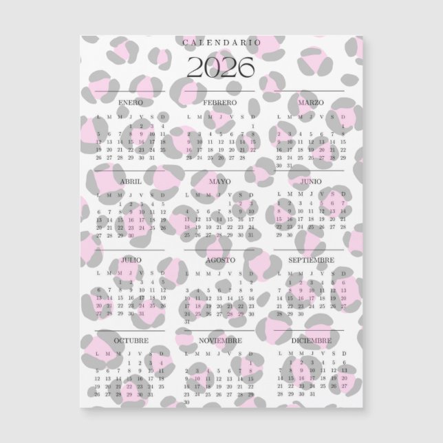 Calendario leopardo  (Frente)